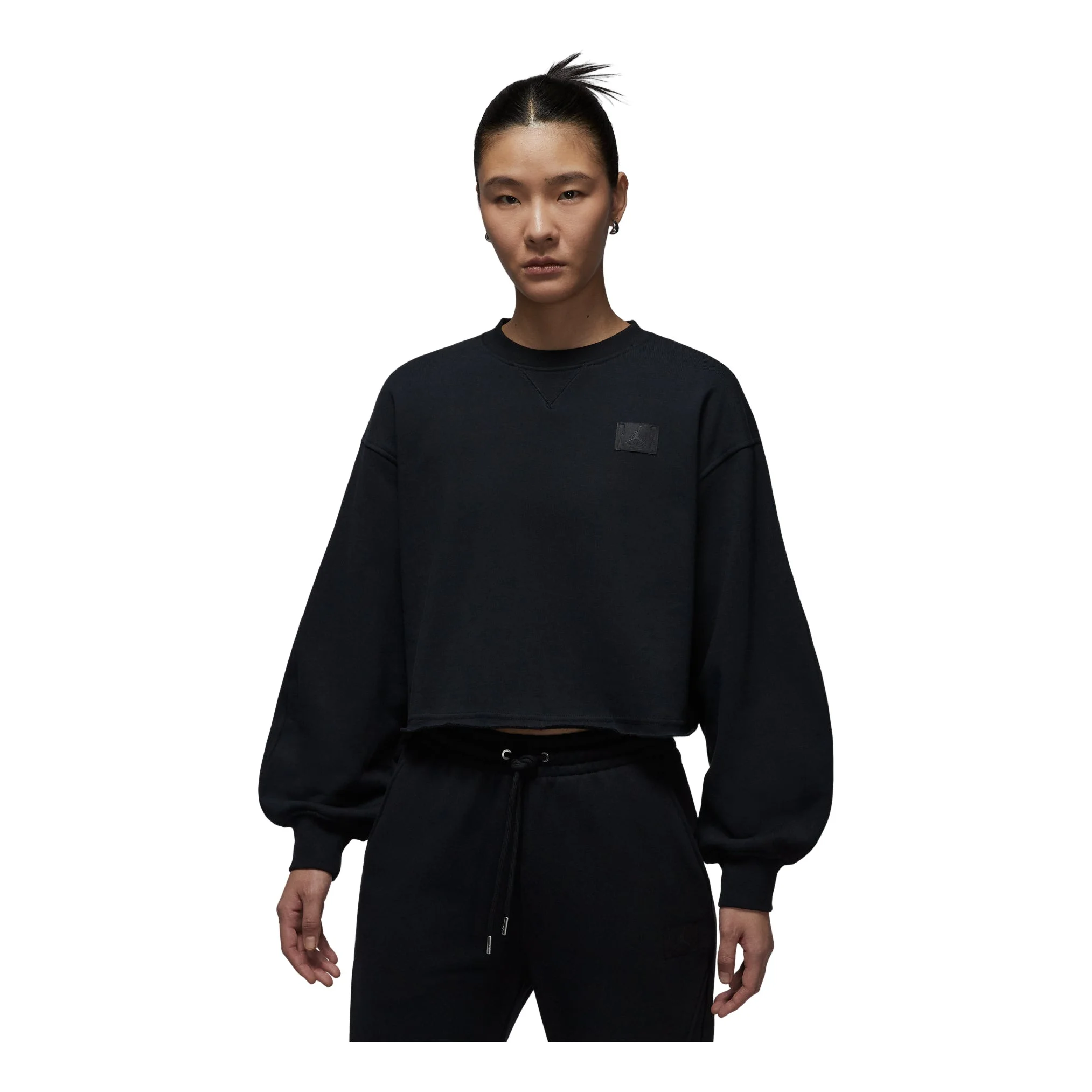 (WMNS) Air Jordan Flight Fleece Mid-Length Crew Neck Sweatshirt 'Black' IF1007-010 - 1