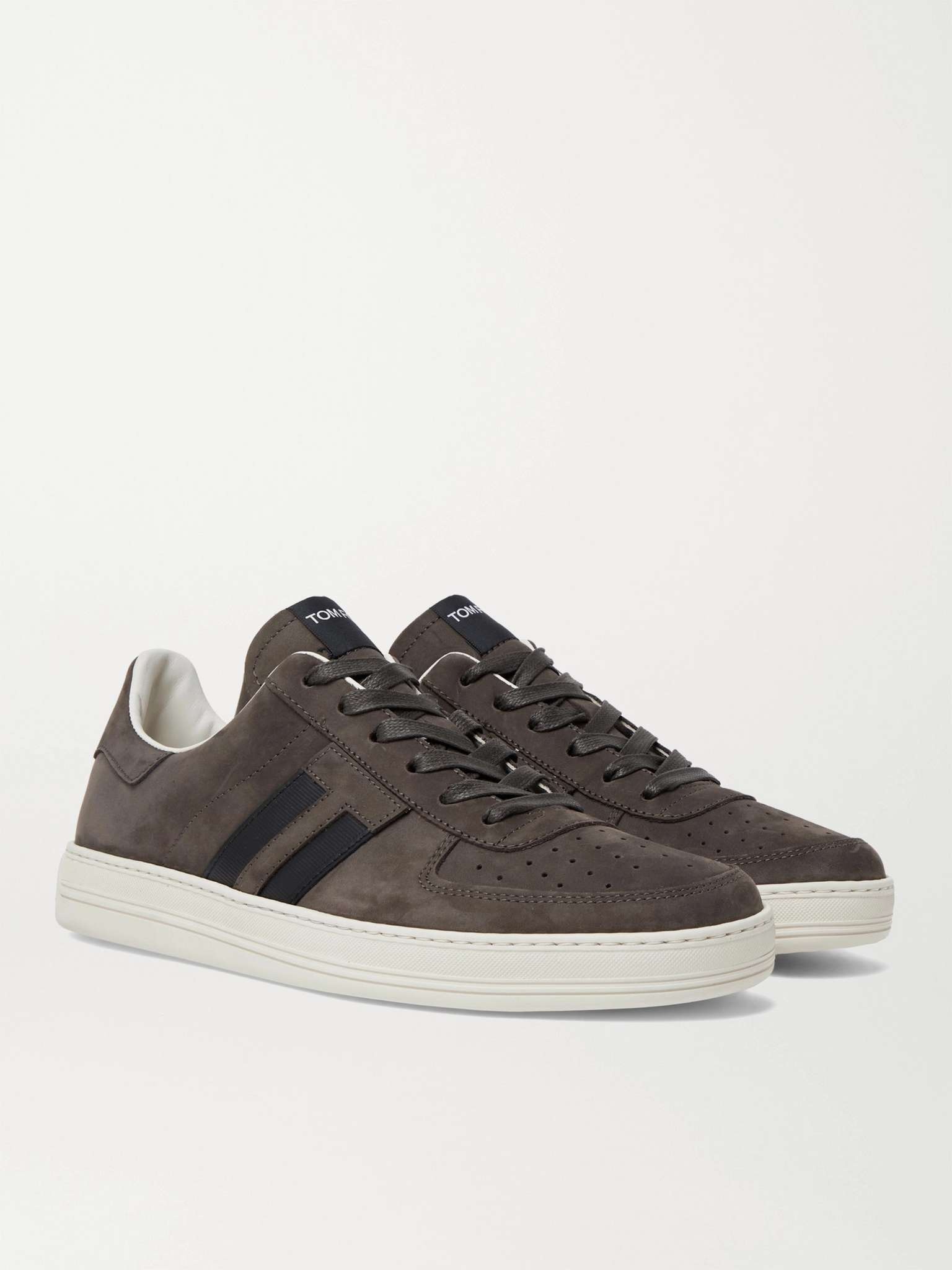 Radcliffe Leather-Trimmed Nubuck Sneakers - 4