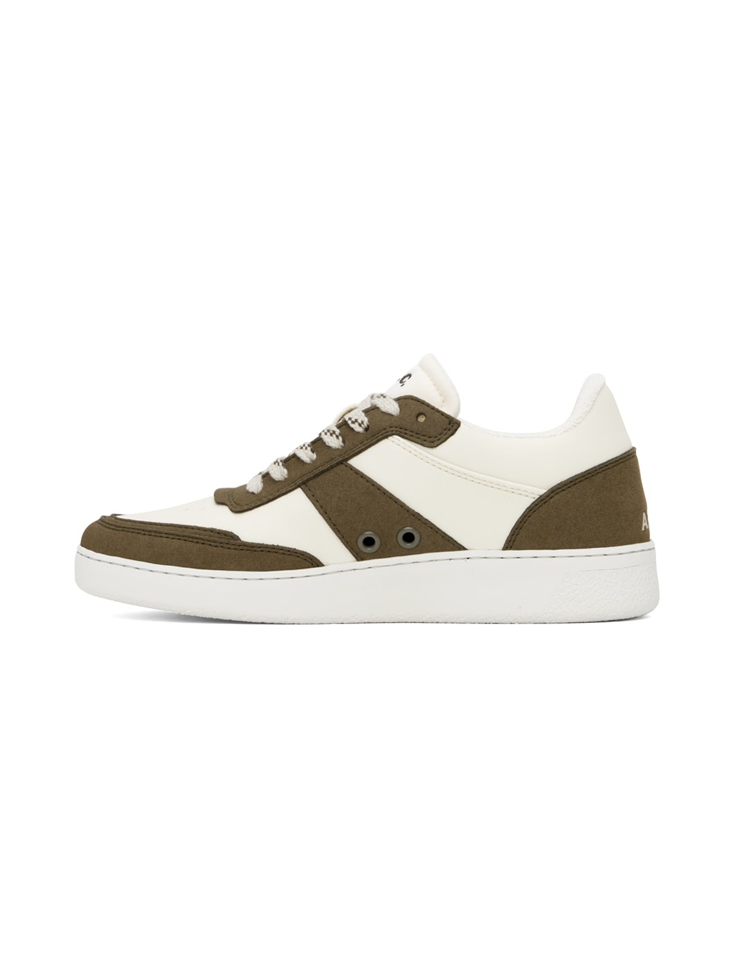 Off-White & Khaki Plain Sneakers - 3