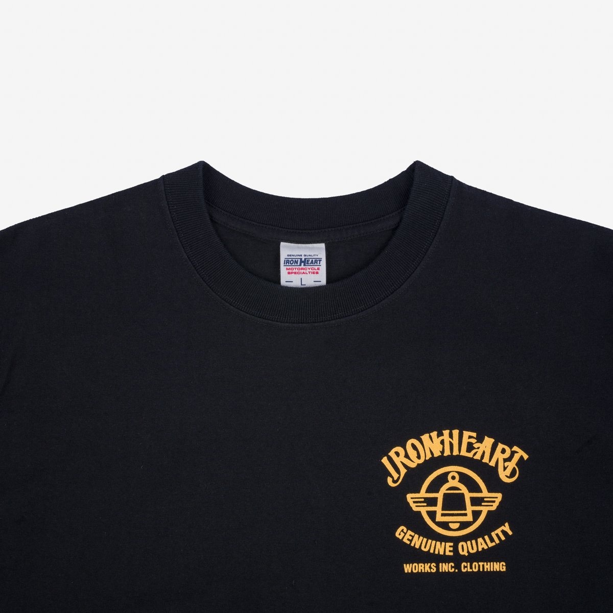 IHT-2403-BLK 7.5oz Printed Loopwheel Crew Neck T-Shirt - Black - 7