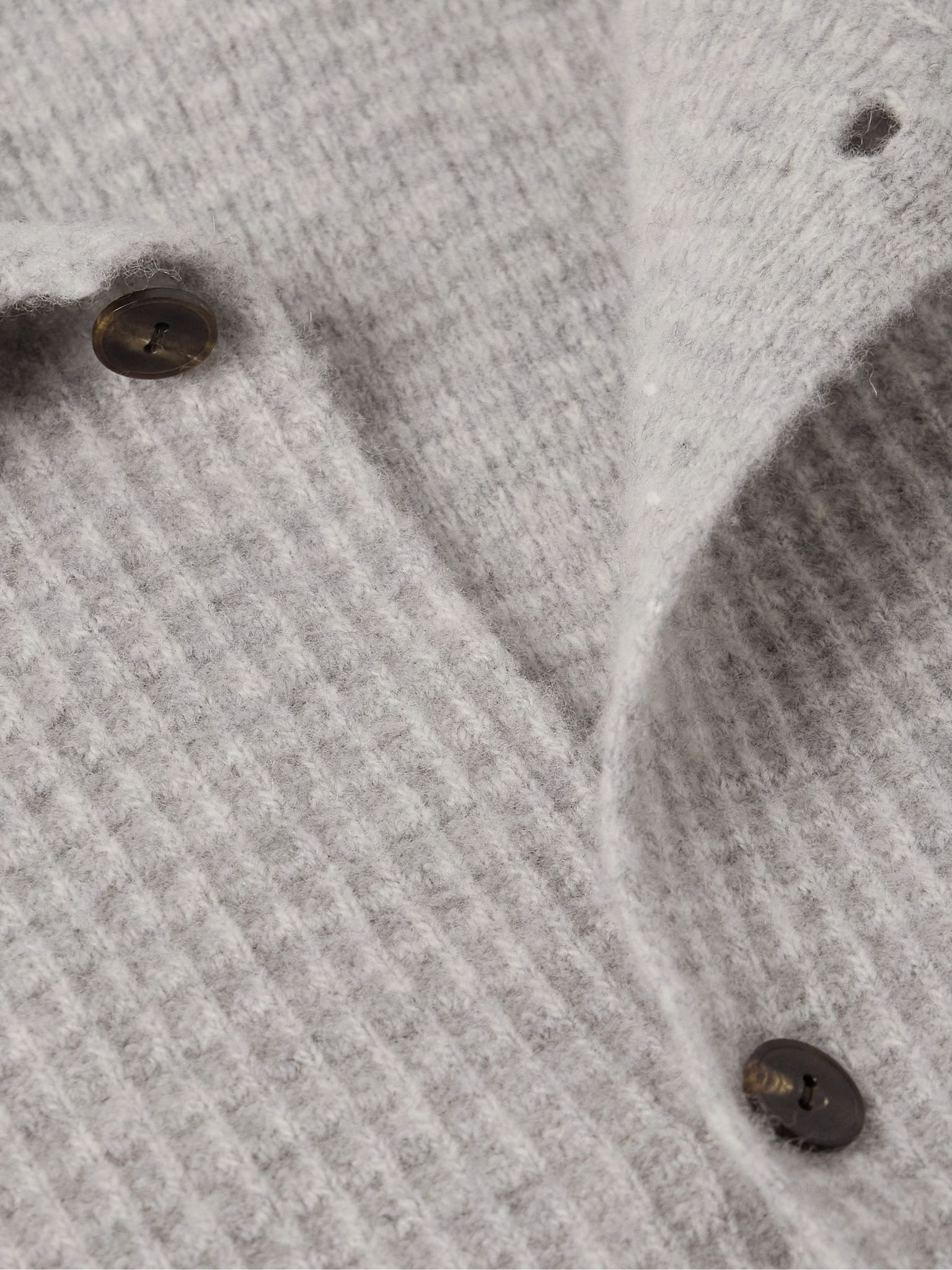 Barkley Waffle-Knit Wool and Cashmere-Blend Overshirt Gray - 4