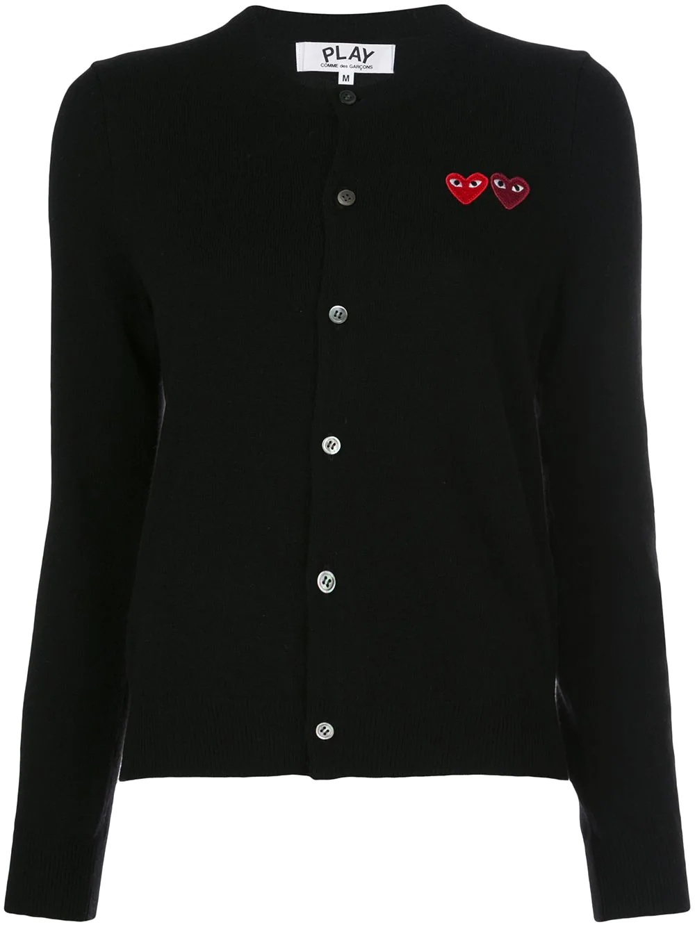 double heart-patch knit cardigan - 1