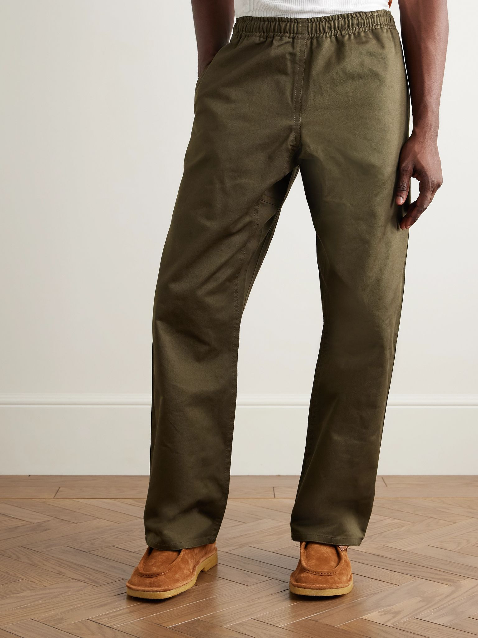 Straight-Leg Cotton-Gabardine Trousers Green - 3