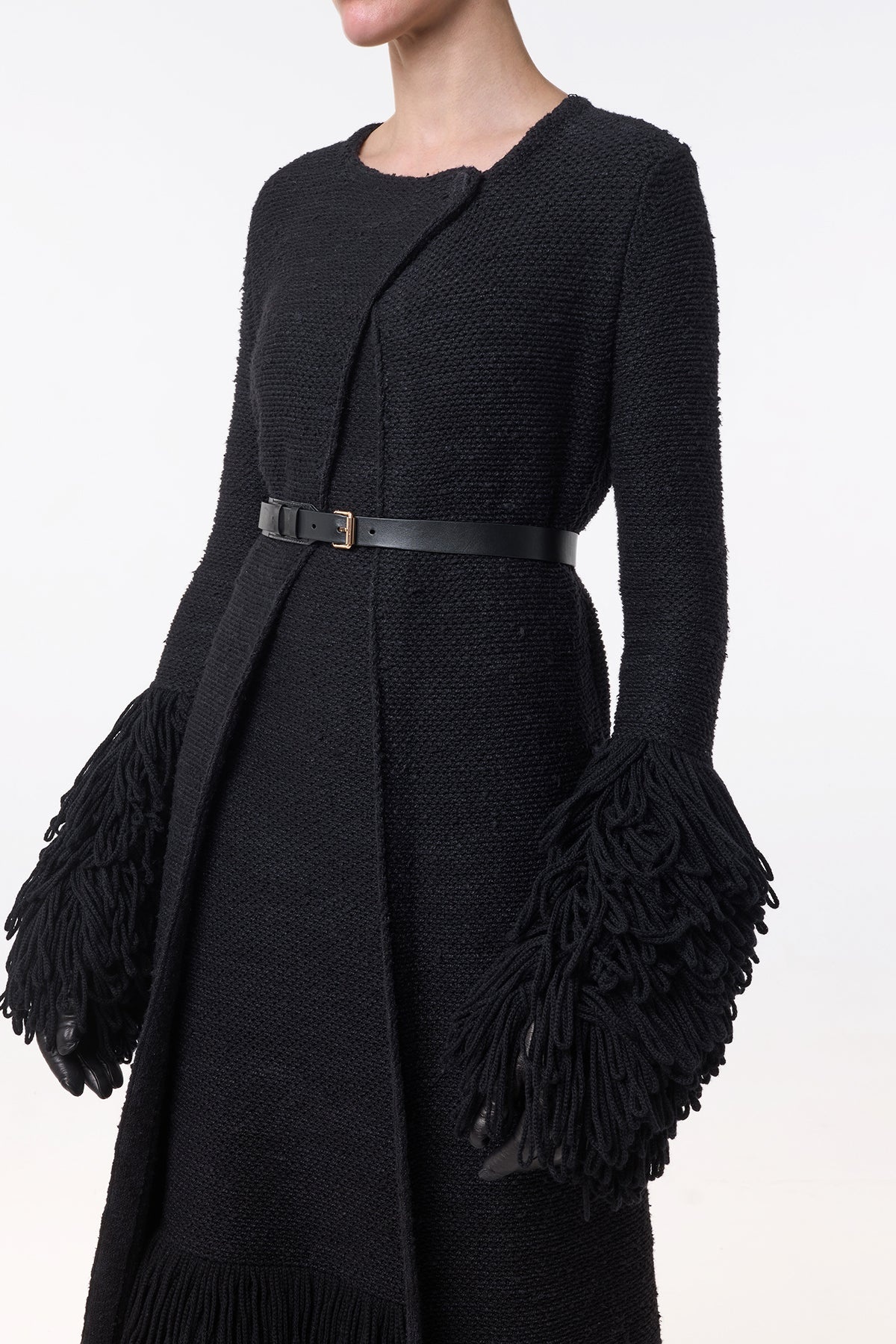 Elete Knit Coat in Black Cashmere Silk - 6