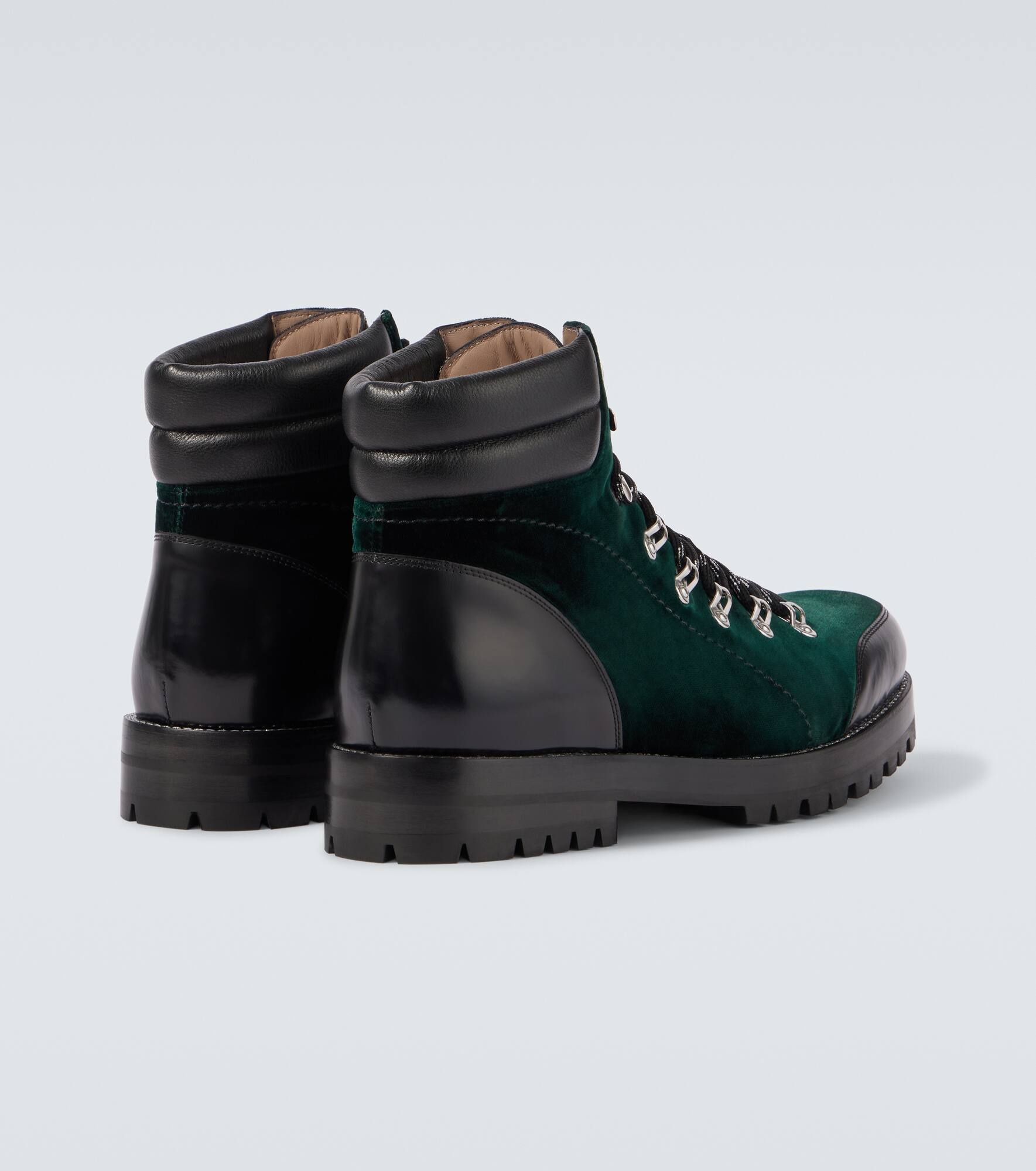Janka leather-trimmed velvet combat boots - 6