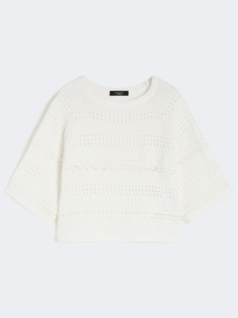 WKIORCHE Crochet cotton sweater - IVORY 1