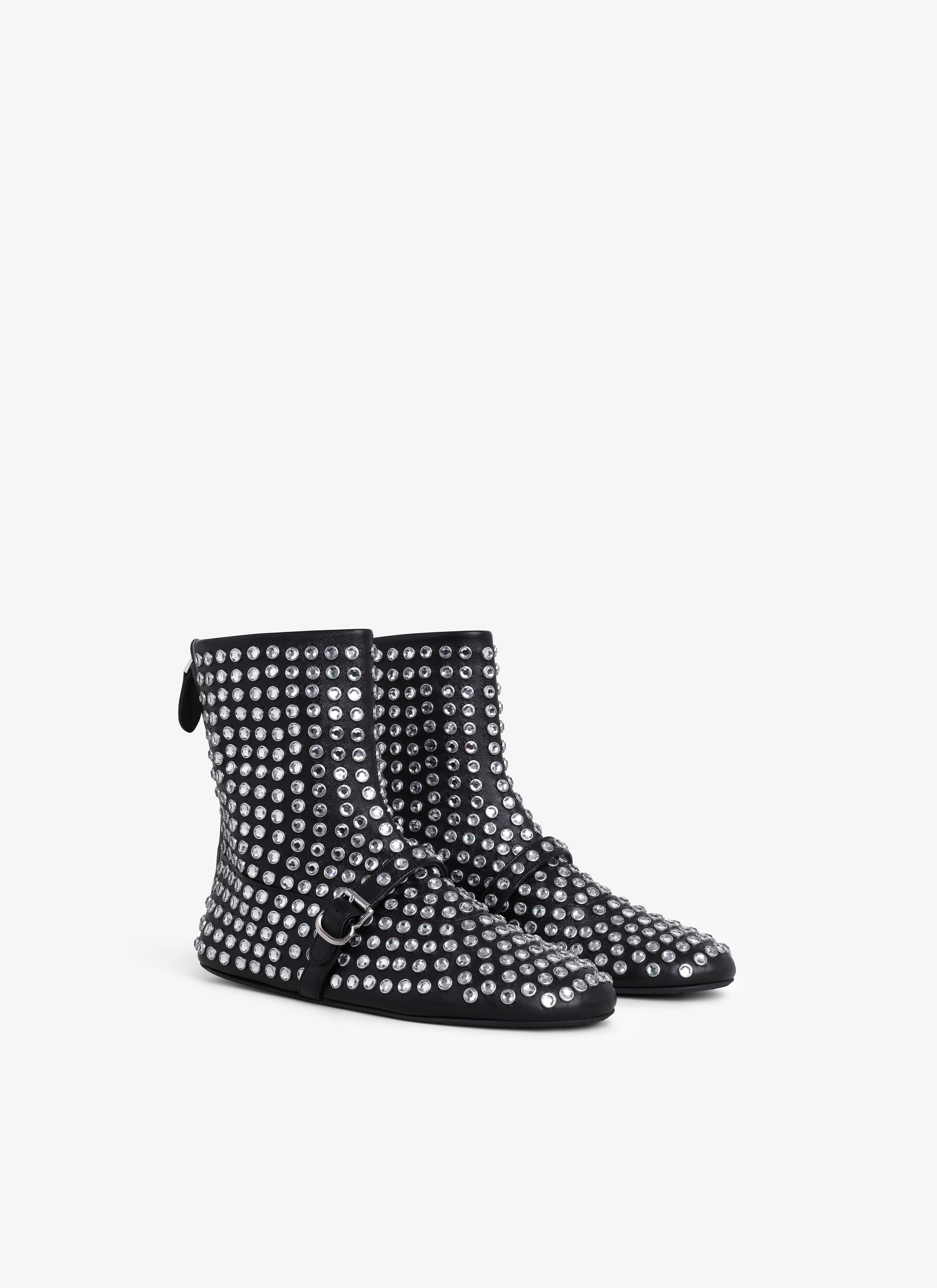 HIGH BALLET FLATS IN STRASS LAMBSKIN - 3