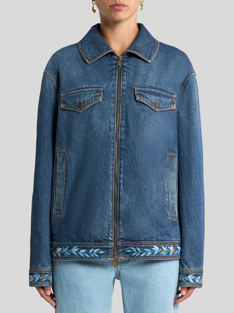 DENIM JACKET WITH EMBROIDERY AND ZIP 2