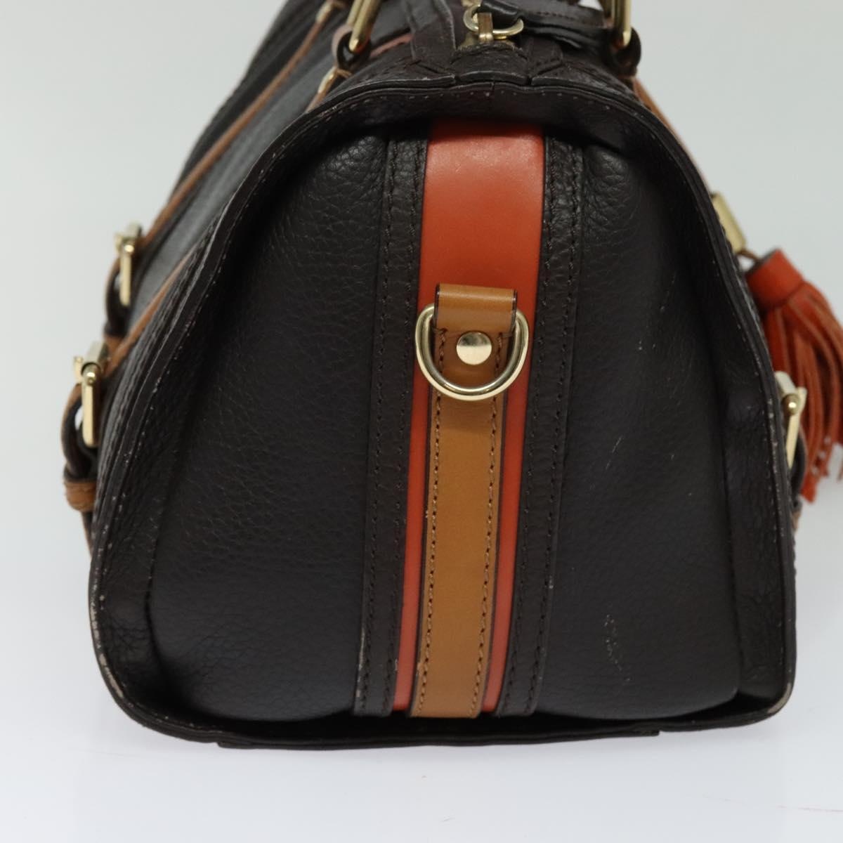 Burberry Hand Bag Leather Dark Brown Gold - 3
