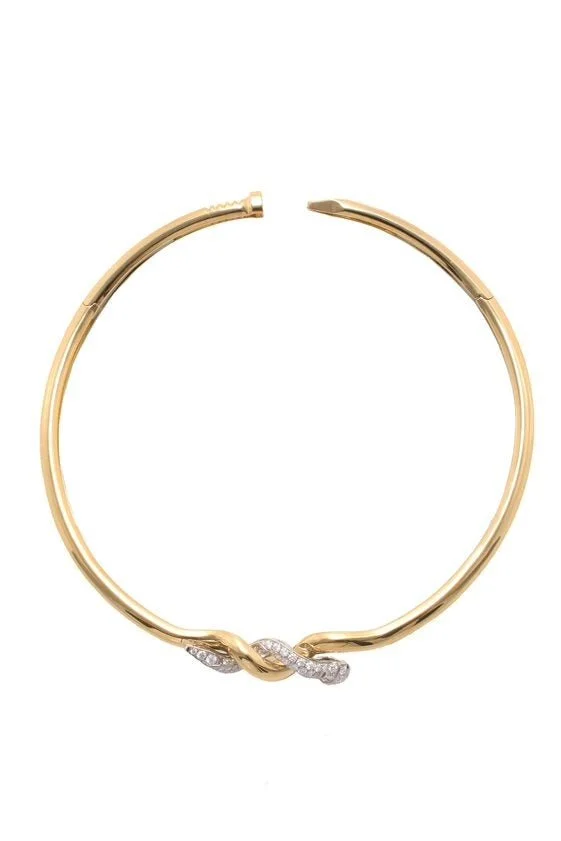 Diamond Two Tone Nail Collar Necklace - 1