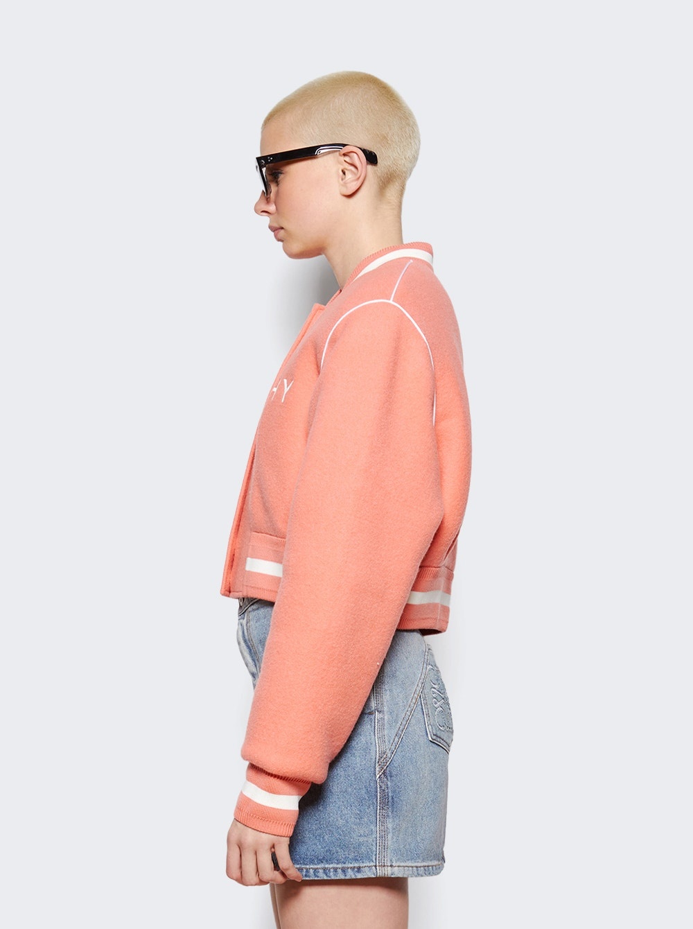 Cropped Bomber Varsity Jacket Coral - 4