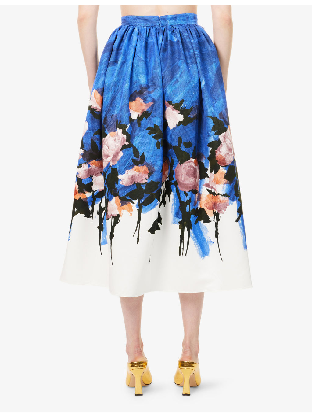 Floral Pleated Cotton-Blend Midi Skirt - 4