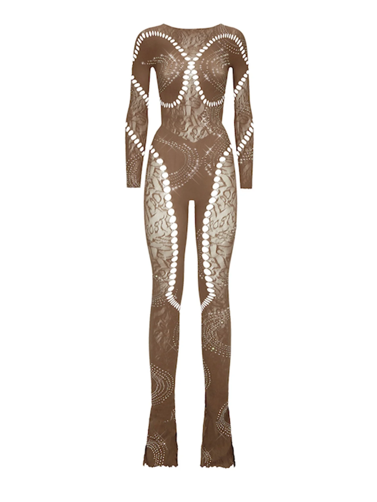 RHINESTONED KAI JUMPSUIT KAHLUA - 1