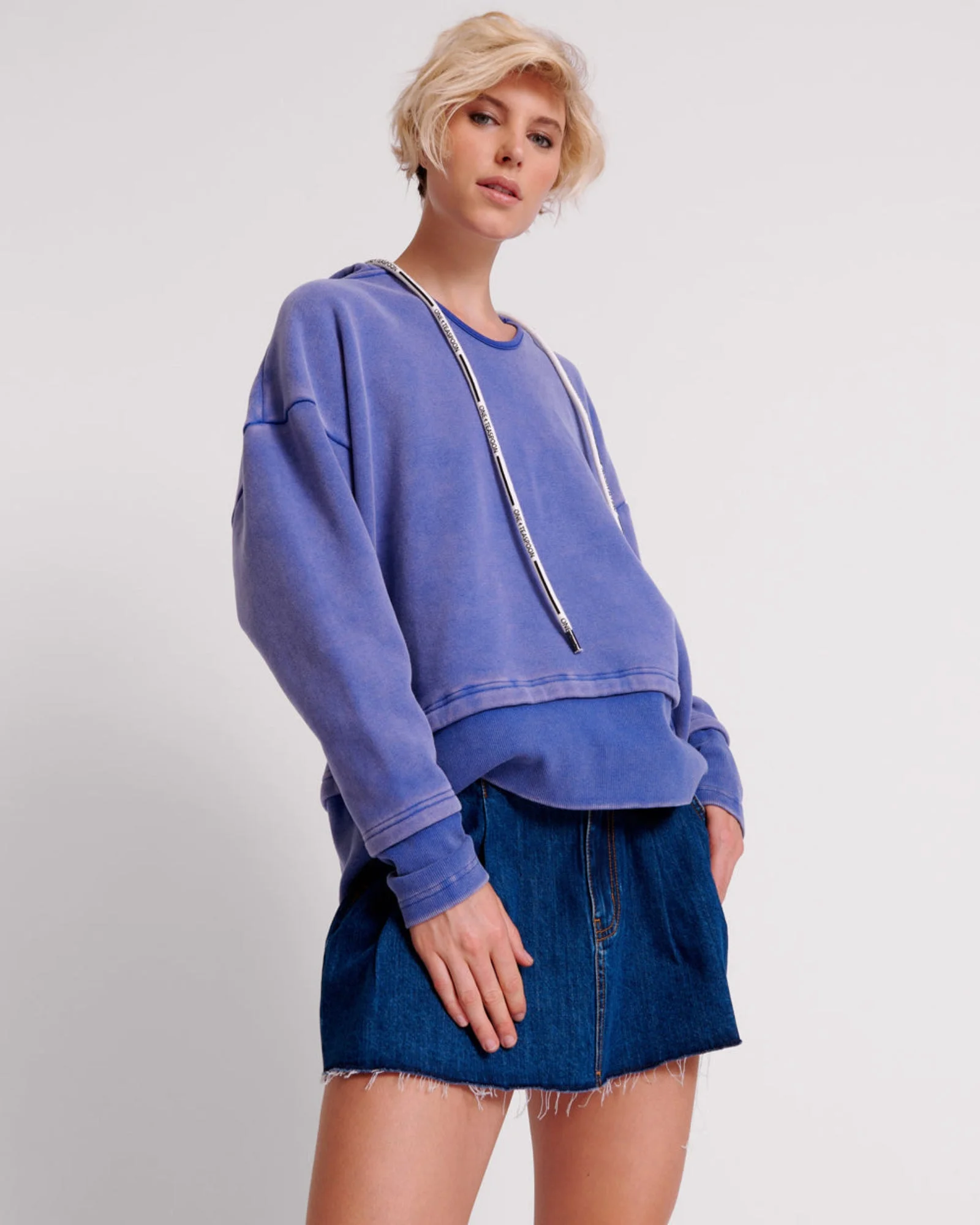 Pleated Micro Denim Mini Skirt - Blue Moon - 1