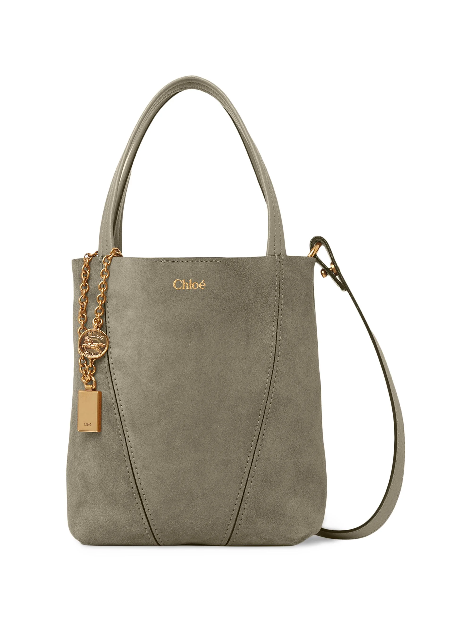 Women's Small Spin Suede Tote Bag - Motty Grey - 1