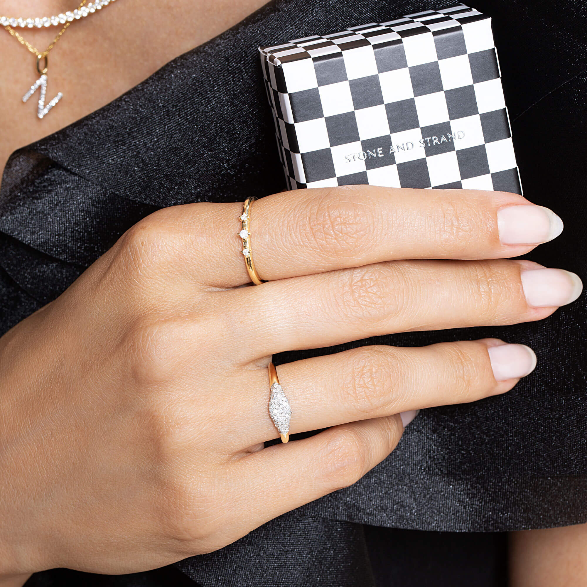 Dainty Diamond Trio Ring - 10