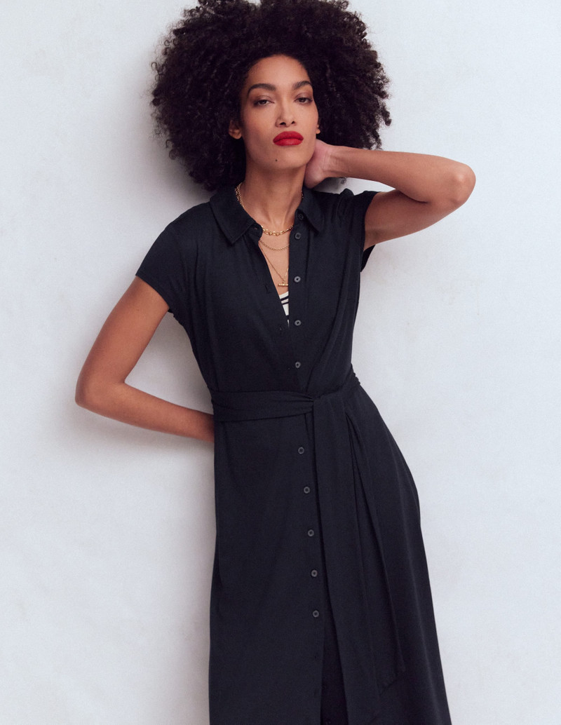 Marcia Jersey Shirt Dress-Navy 5