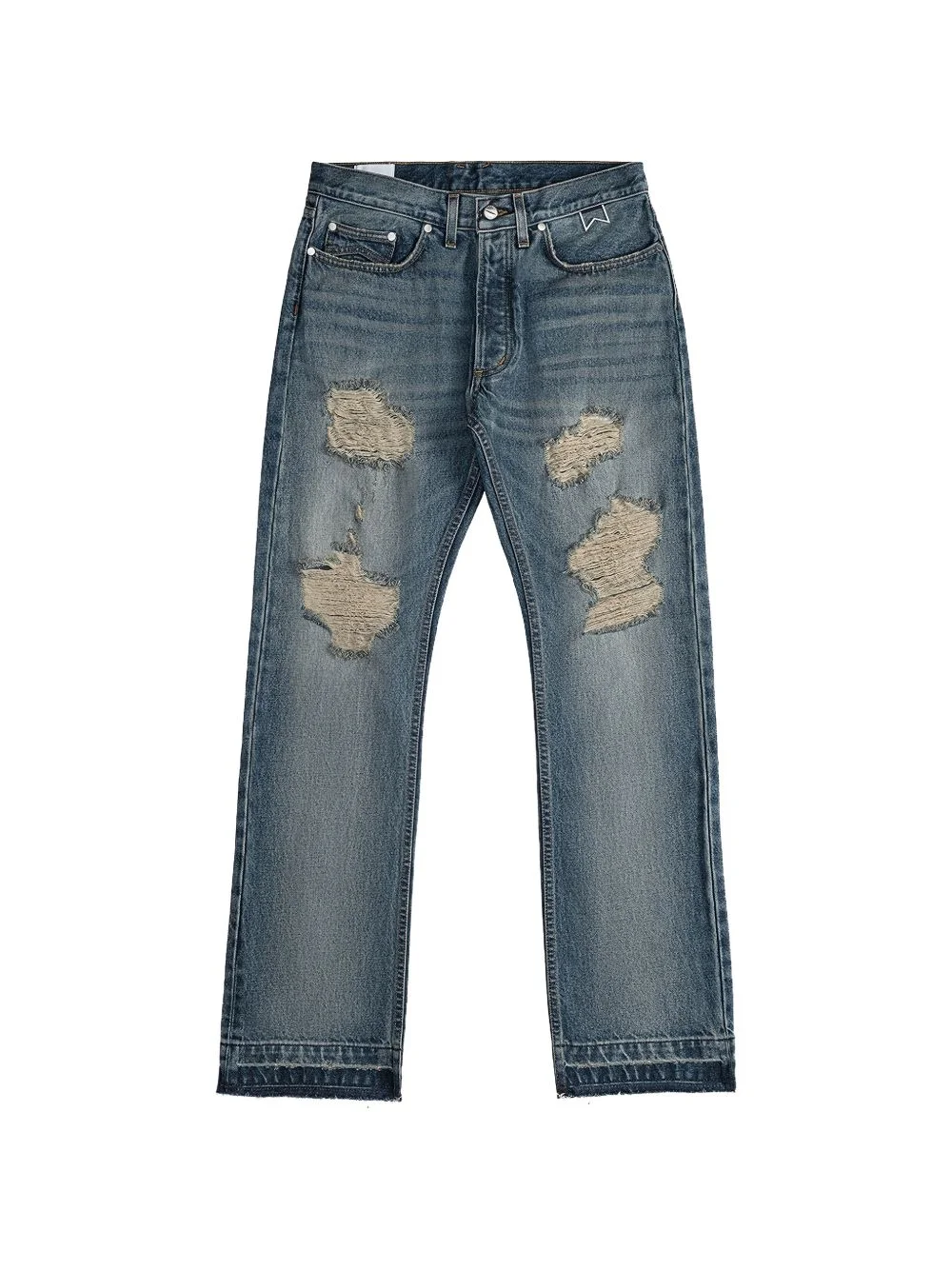 distressed straight-leg jeans - 1