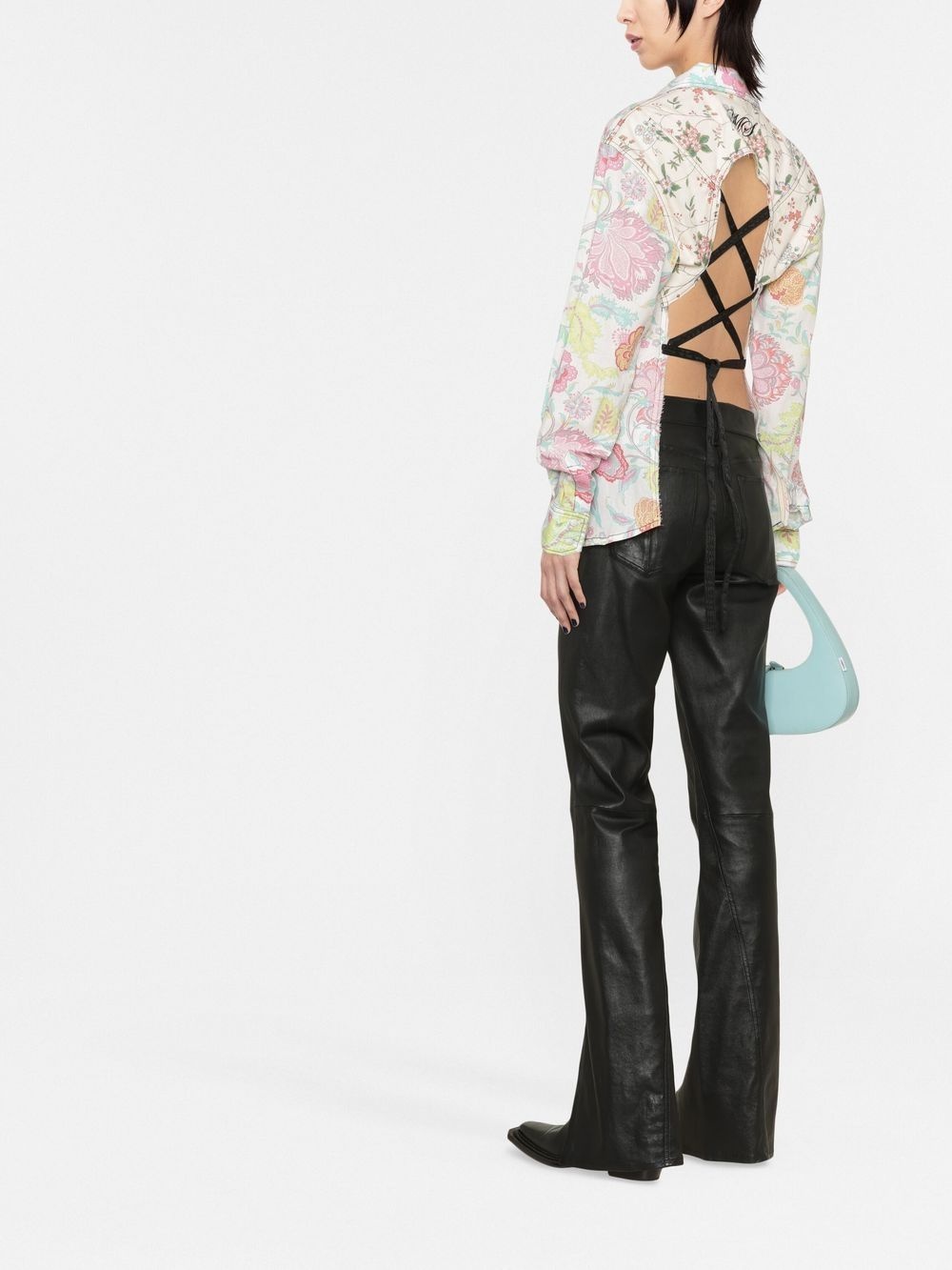 lace-back floral shirt - 4