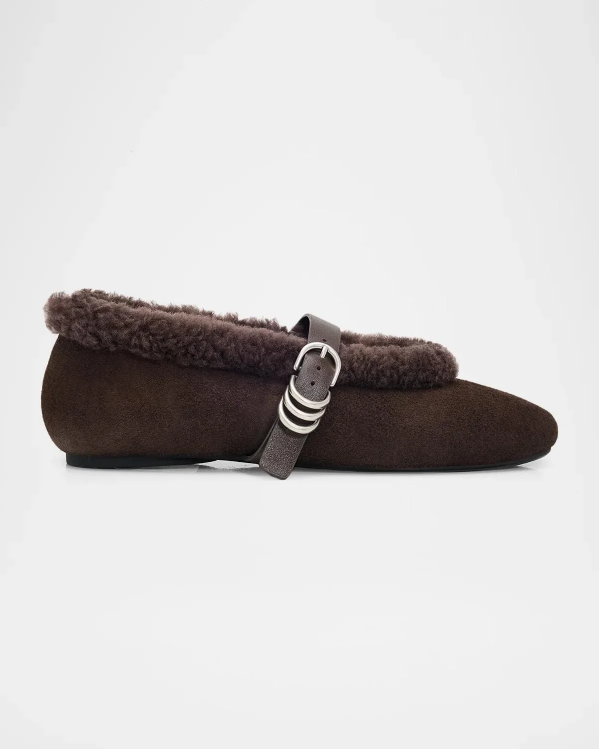 Spire Shearling-Lined Suede Mary Jane Ballerina Flats - 1