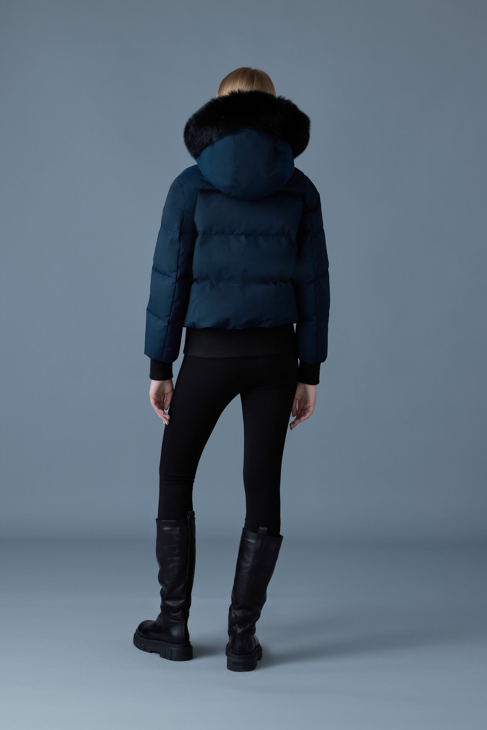 NEFI-BX Down jacket with blue fox fur hood - 4