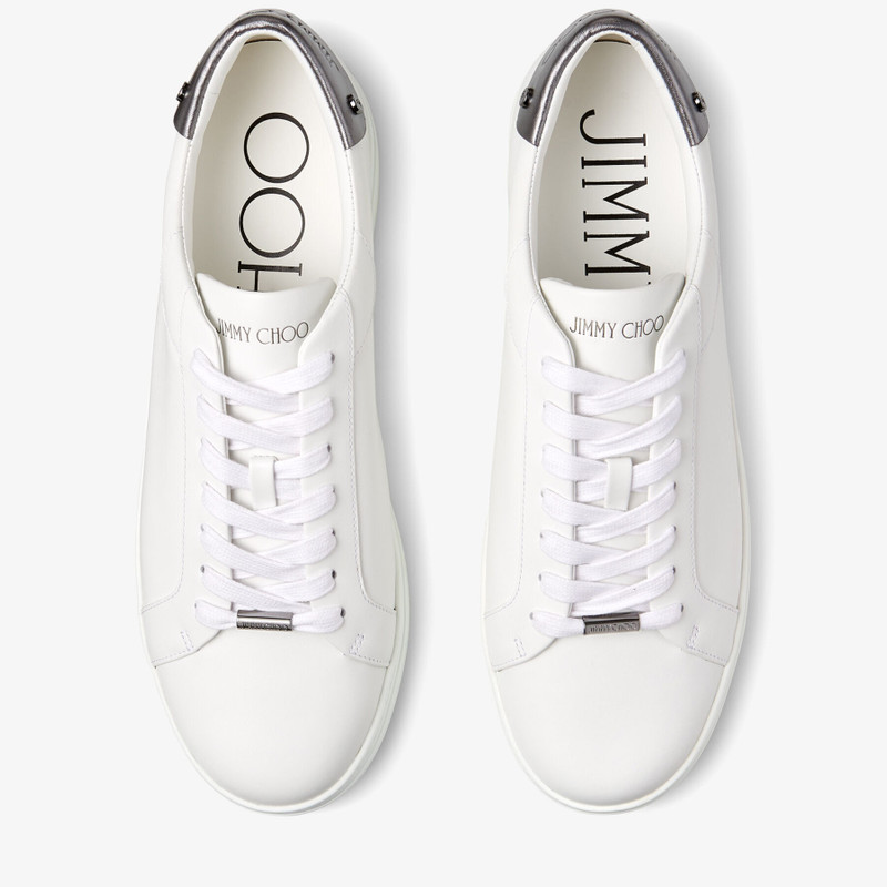 Rome/M
White Calf Leather and Gunmetal Metallic Nappa Low Top Trainers 4
