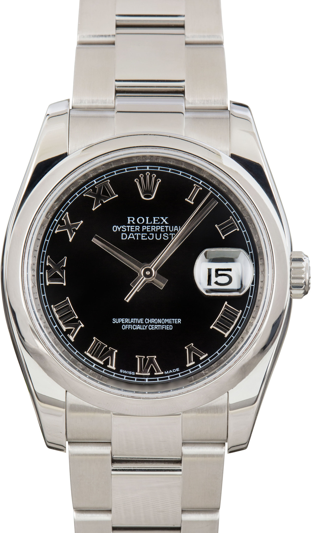 Pre-owned Rolex Datejust Ref 116200 Black Roman Dial - 1