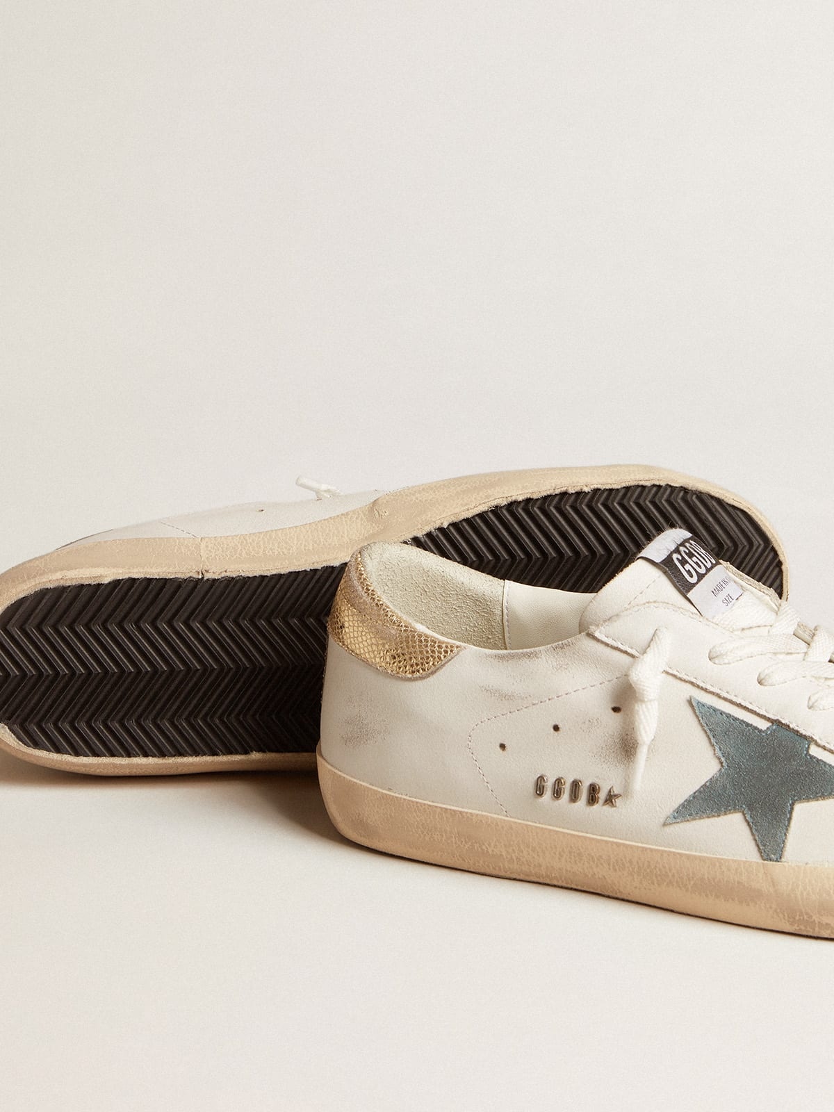 Super-Star with suede star and platinum snake-print leather heel tab - 3