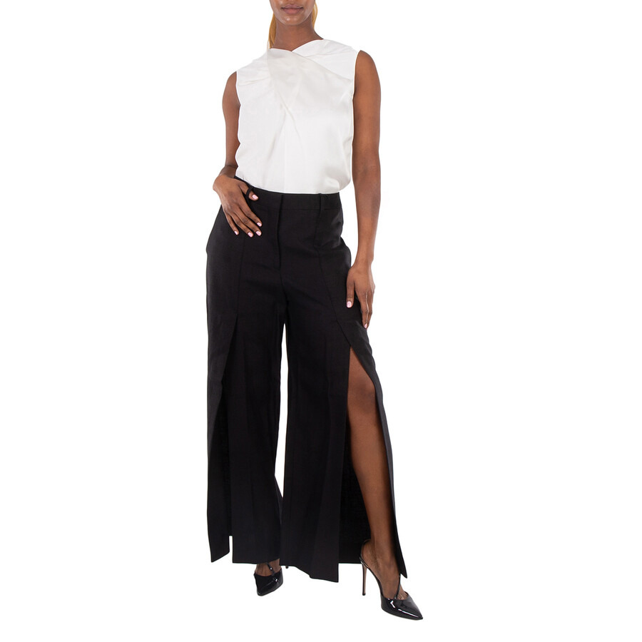Burberry Wide-Leg Slit-Detail Trouser, Brand Size 8 (US Size 6) - 6