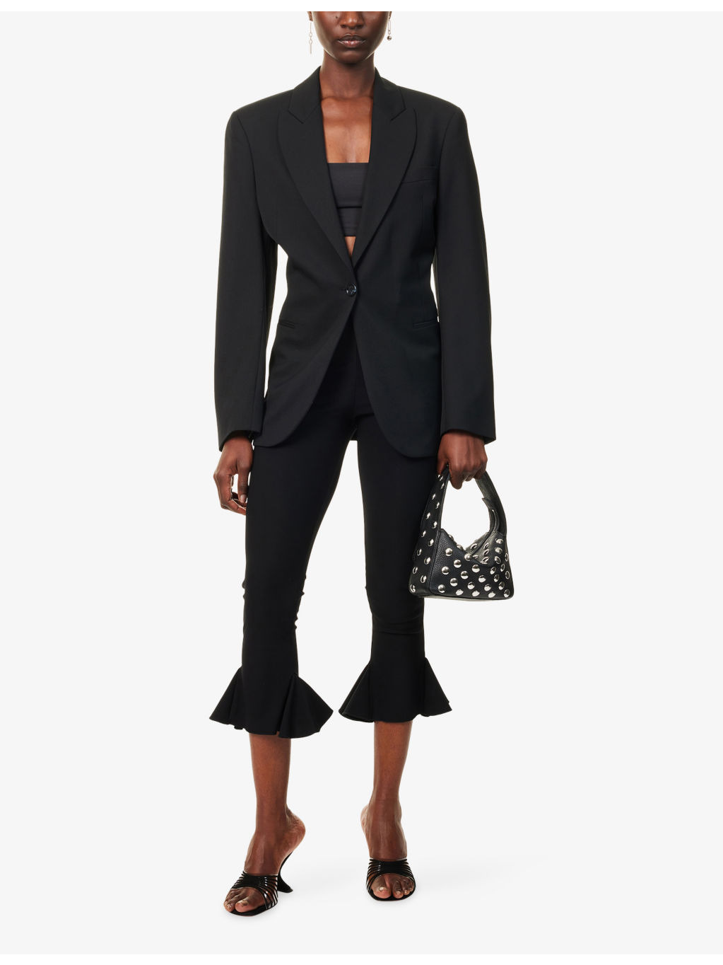 Ruffled-Cuffs Crop-Leg Stretch-Woven Trousers - 2