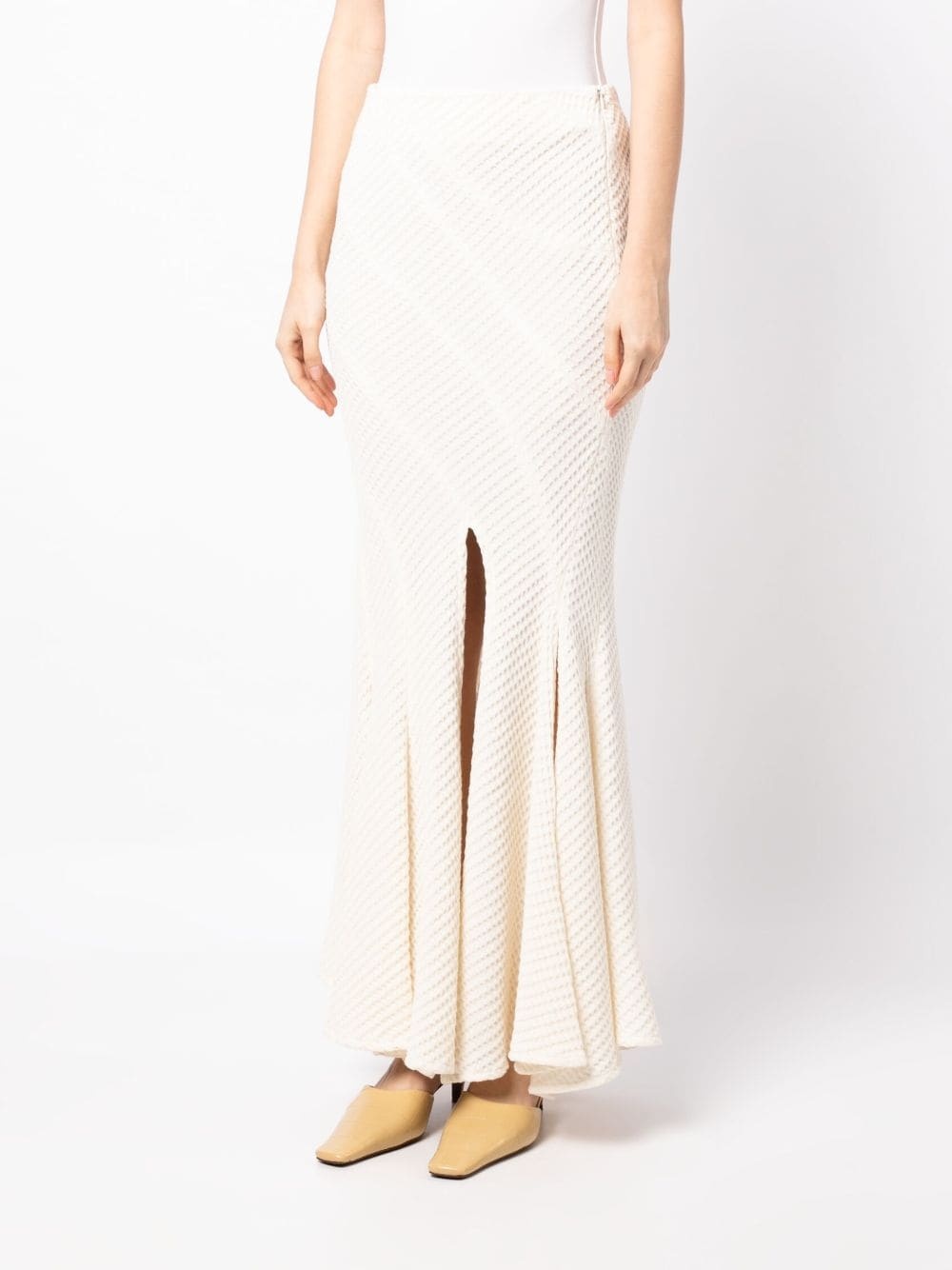 waffle-knit pleated midi skirt - 3