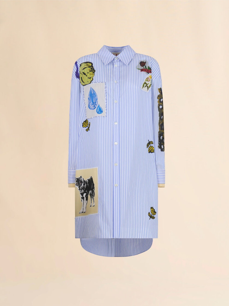 LIGHT BLUE STRIPED POPLIN SHIRT DRESS 1