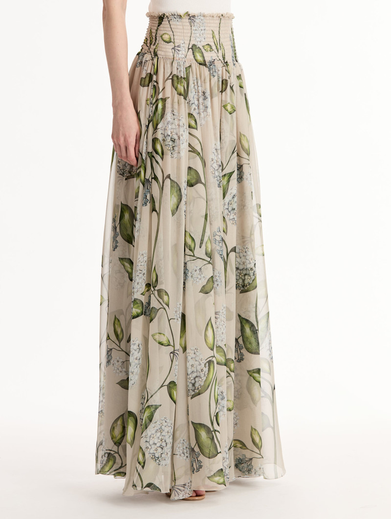 PORCELAIN FLOWER CHIFFON MAXI SKIRT 4