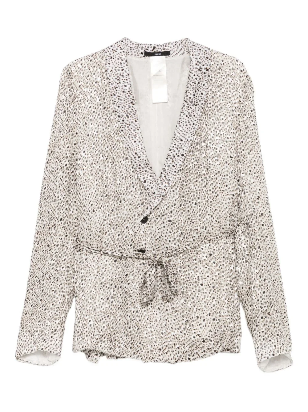 abstract-print belted jacket - 1