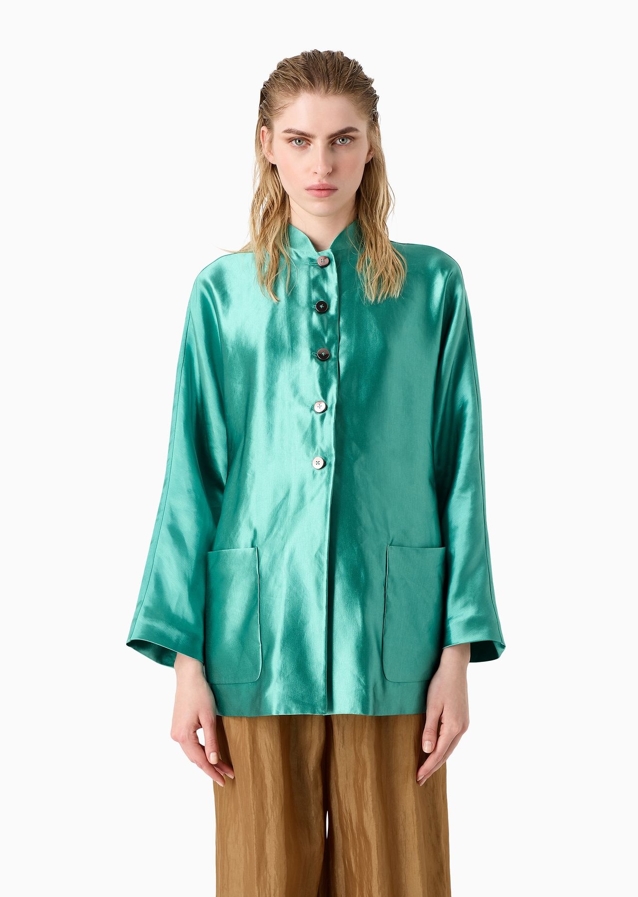 Pea jacket in silk and linen - 2