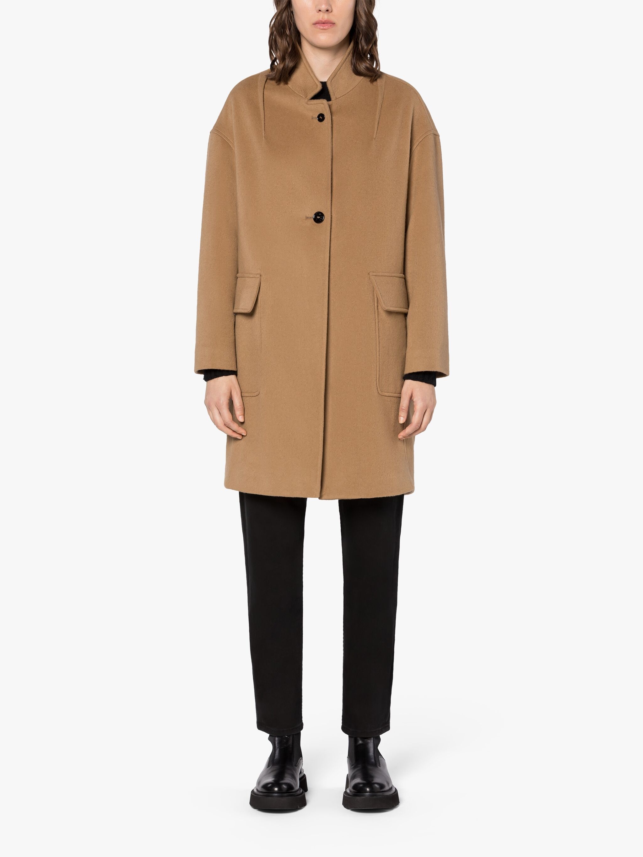 FREDDIE BEIGE WOOL & CASHMERE COCOON COAT - 3