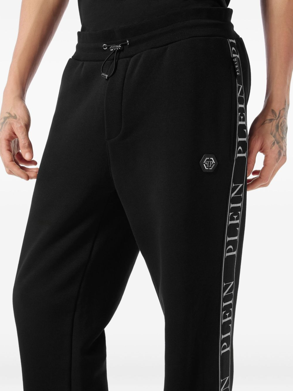 logo-tape fleece track pants - 4