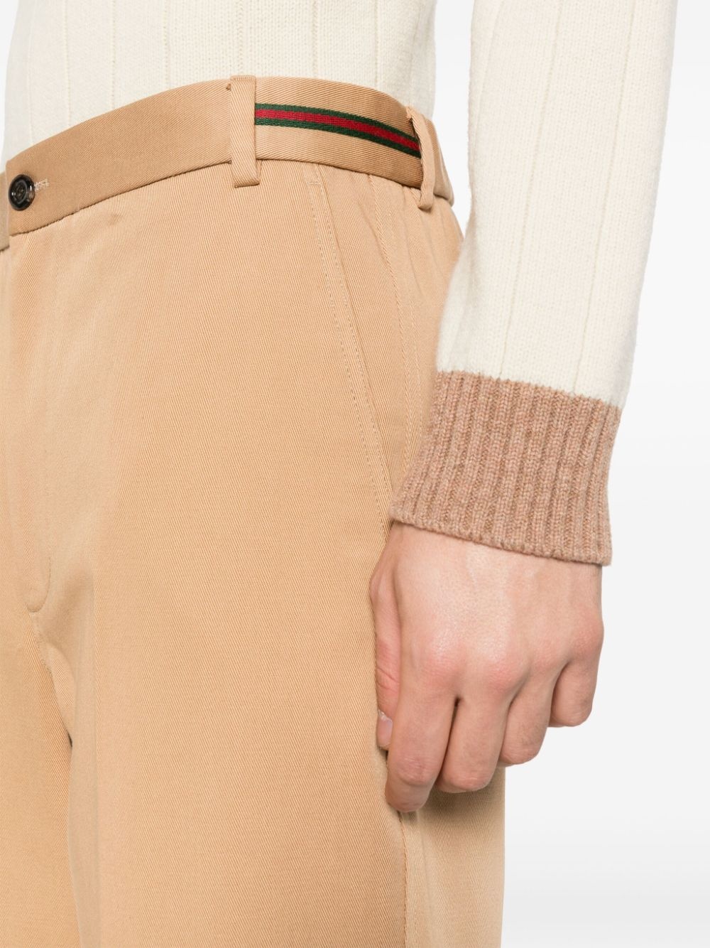 Web-detail cotton trousers - 5