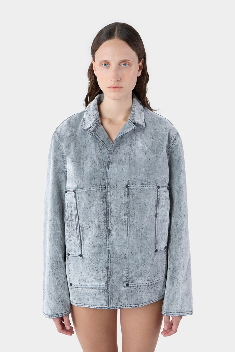SUNNEI UTILITY BLAZER / flocked denim / grey outlook