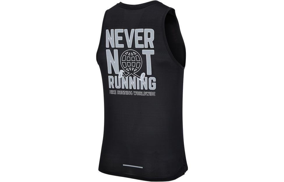 Men's Nike Miler Reflective Alphabet Quick Dry Running Sports Black Vest DD1554-010 - 2