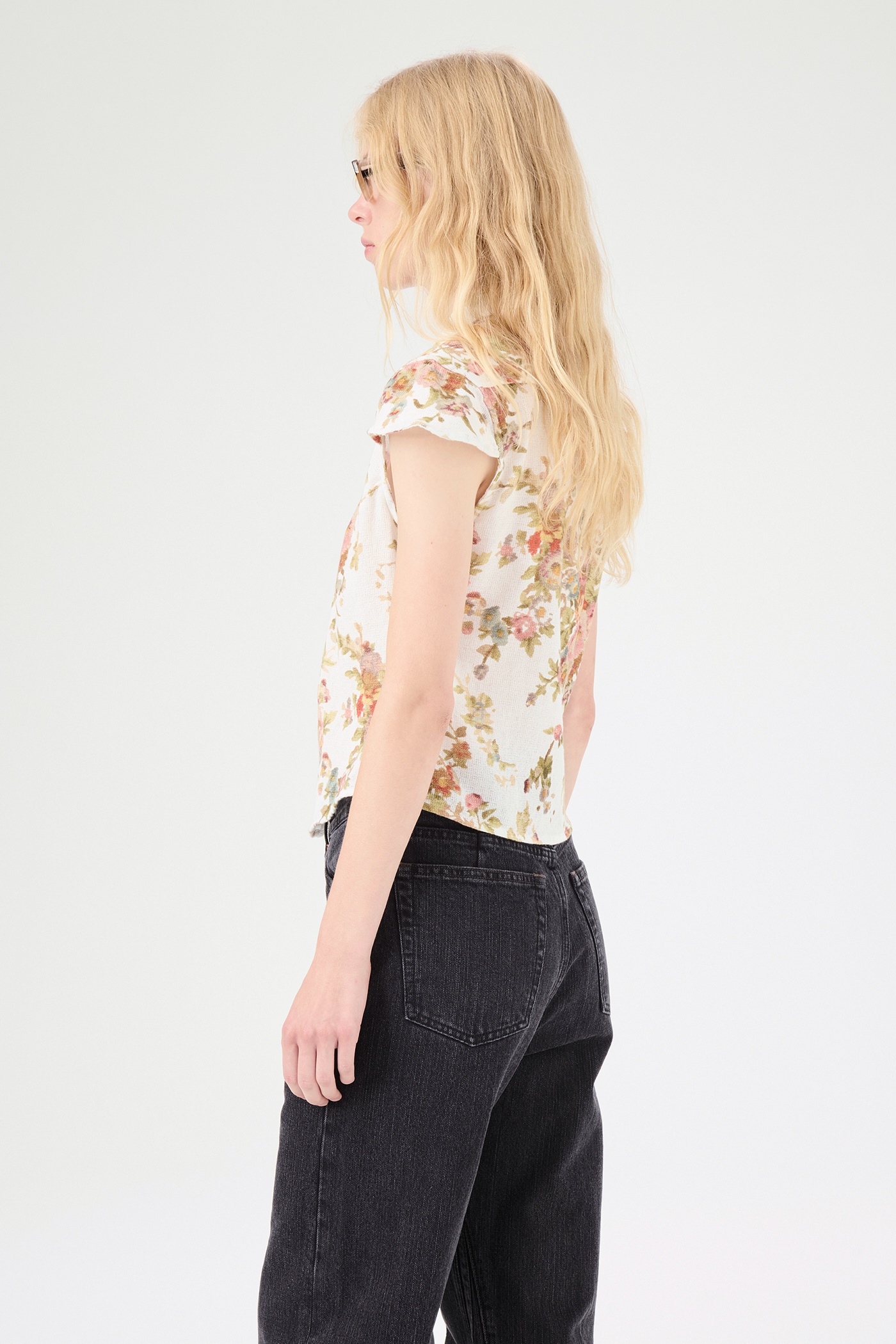 Daisy Shirt Shortsleeve White Floral Tapestry Print - 4