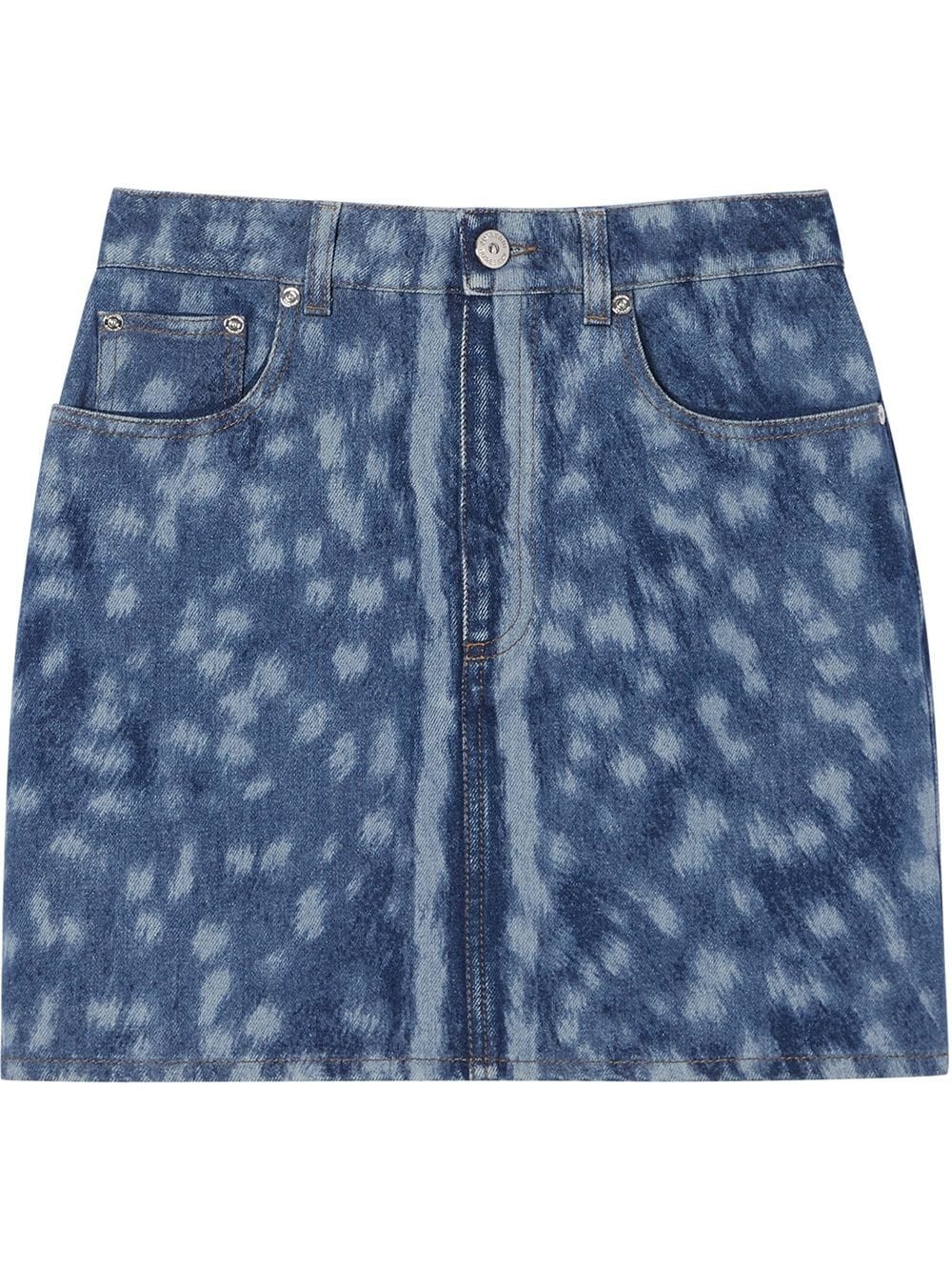 deer print denim mini skirt - 1