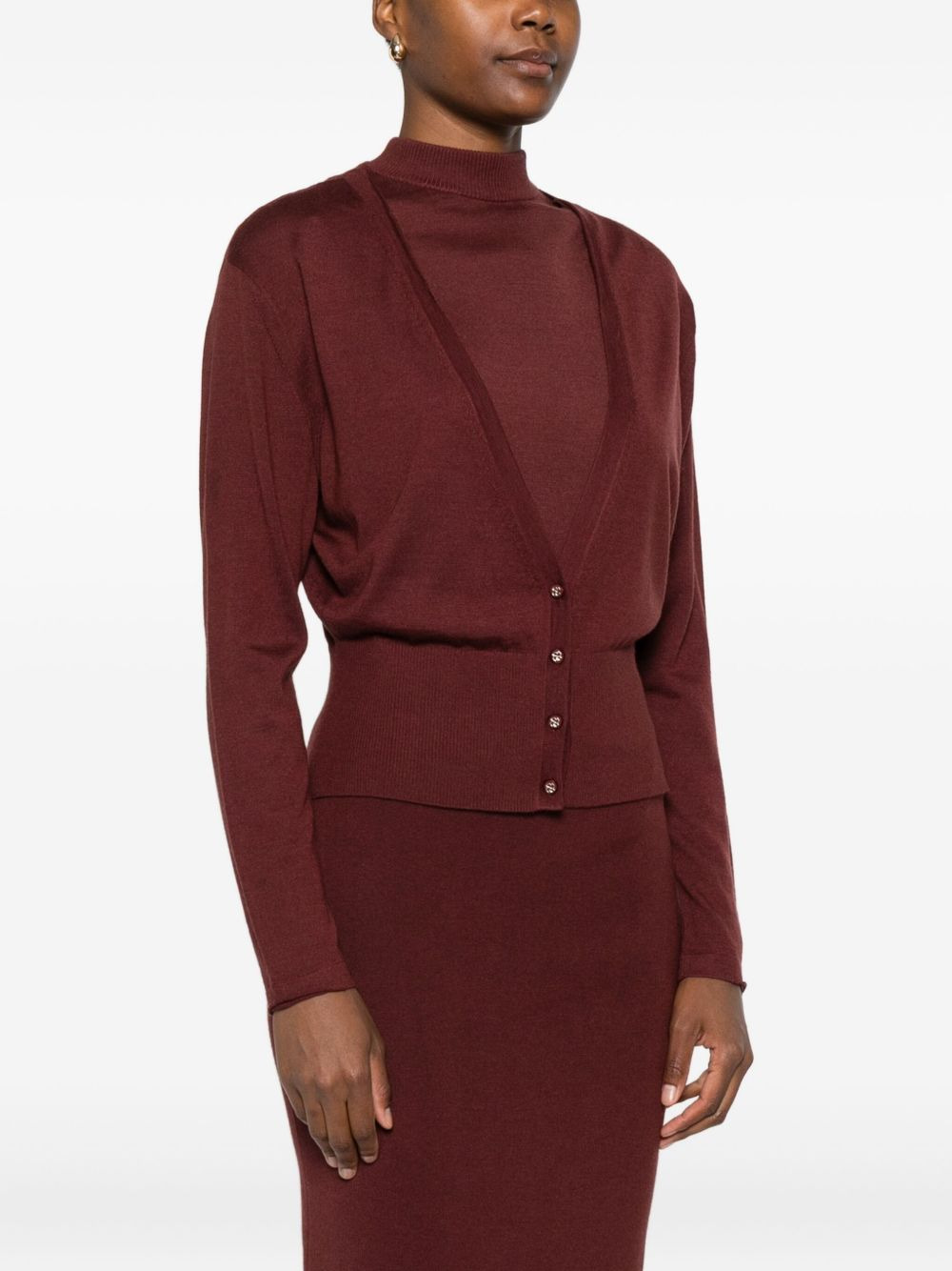 button-front V-neck cardigan - 3