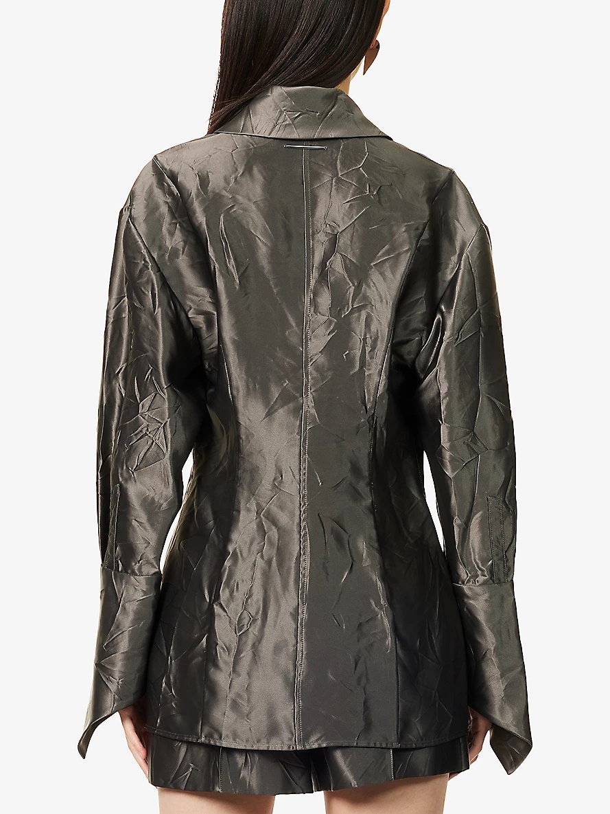 Oversized Crinkled Claw Loop Woven Shirt - 4
