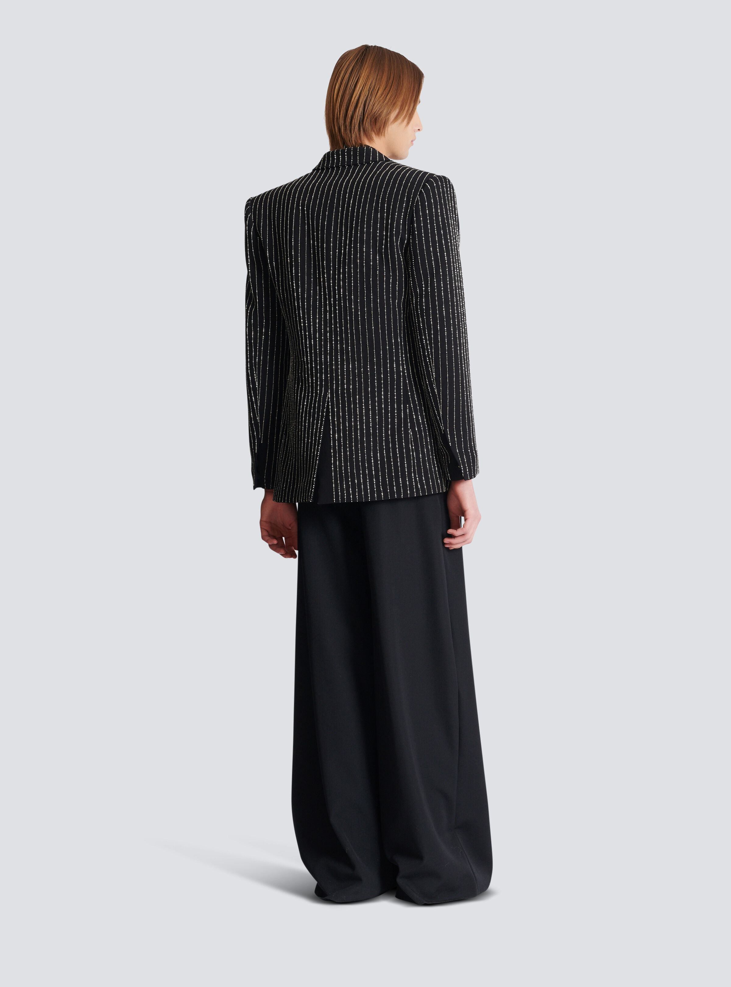 1-button wool jacket with crystal stripes - 4