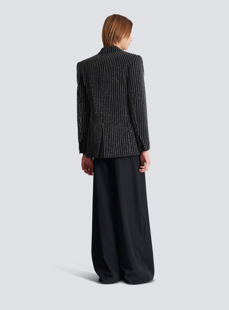 1-button wool jacket with crystal stripes 4