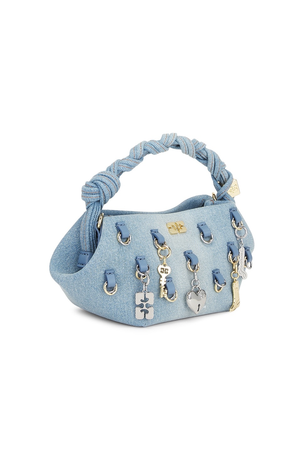 Washed Denim Charms Bou Mini Bag - 4