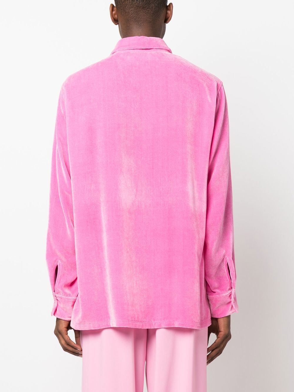 logo-embroidered textured shirt - 4