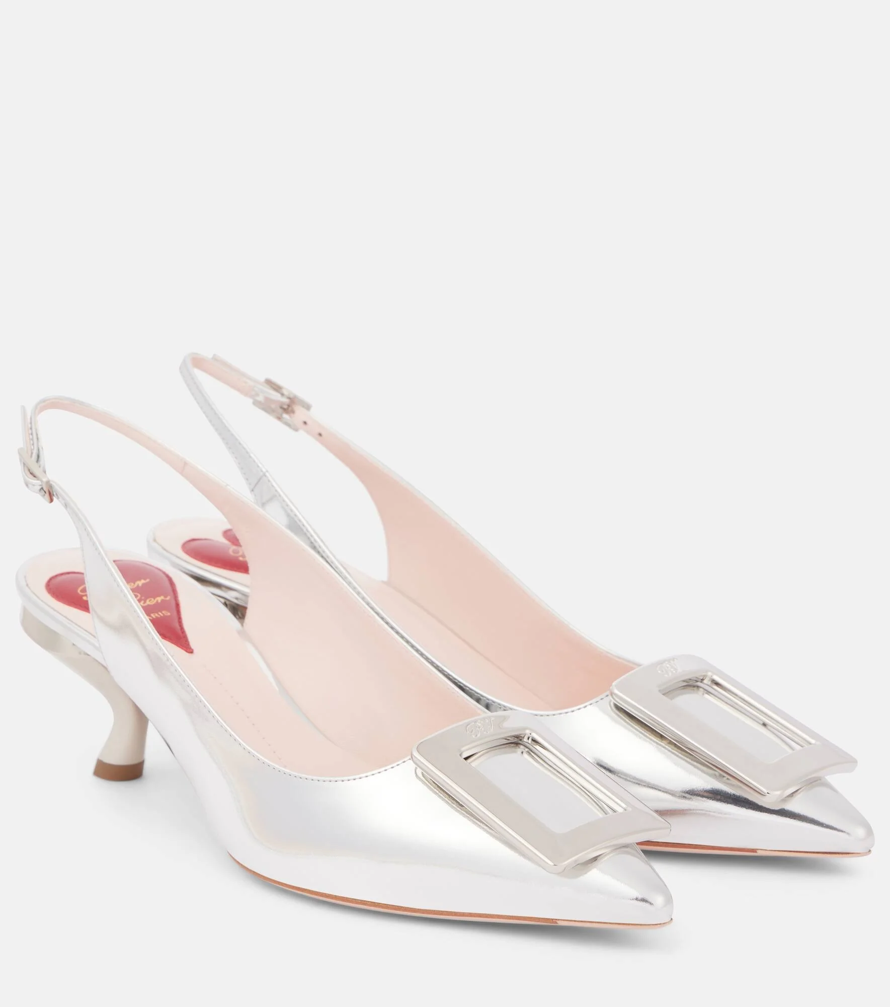 Virgule 55 metallic leather slingback pumps - 1