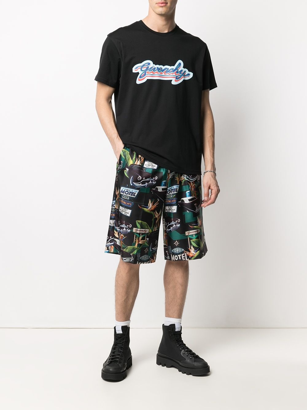 car print straight-leg shorts - 2